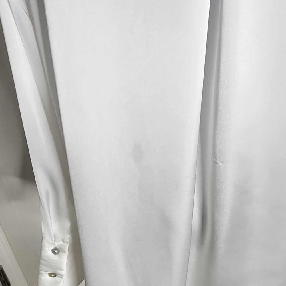 Zara White Satin Effect Long Sleeve Blouse Relaxed Fit Minimalist Capsule  - XL - Picture 6 of 7